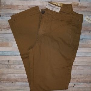 Means straight leg khaki pants.